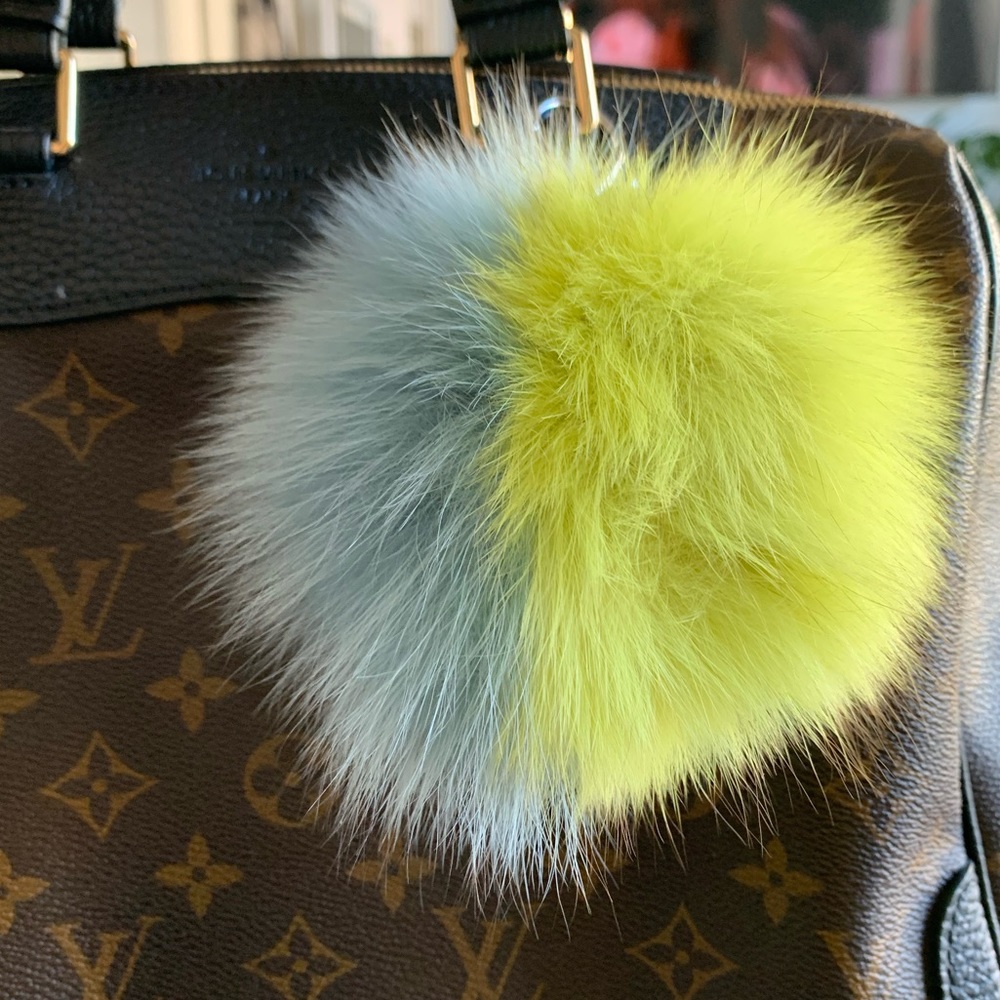 Adrienne Landau fur rabbit pom keychain